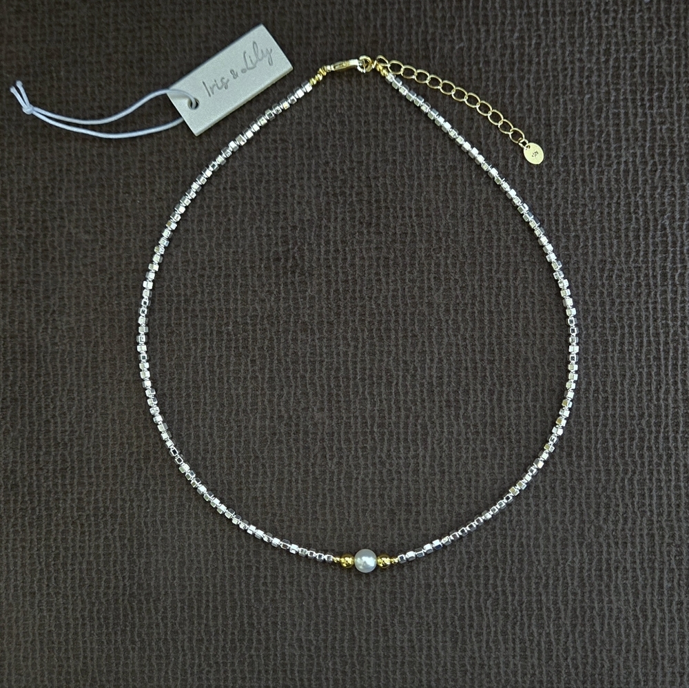 Iris & Lily Freshwater Pearl and Silver🤍 Blocks Necklace- NWT - Picture 10 of 16